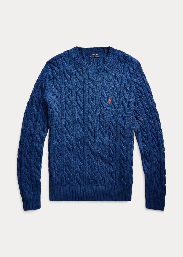 Polo Ralph Lauren Cable-Knit Cotton Striktrøje Herre Danmark (YXDLA4873)